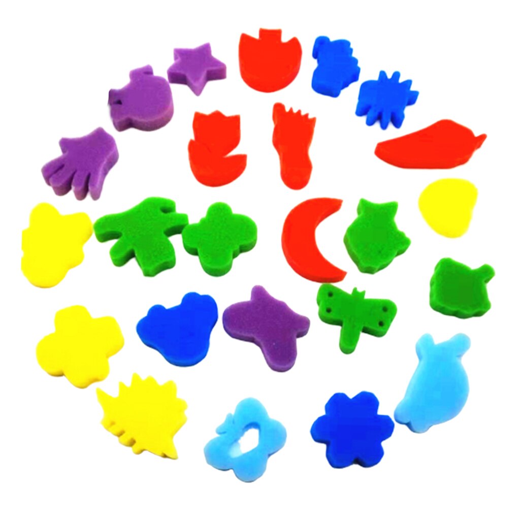 24Lot Assorted Kids Paint Sponges Art Supplies Graffiti Kids Painting Paint Brush Stamp Toddlers Children