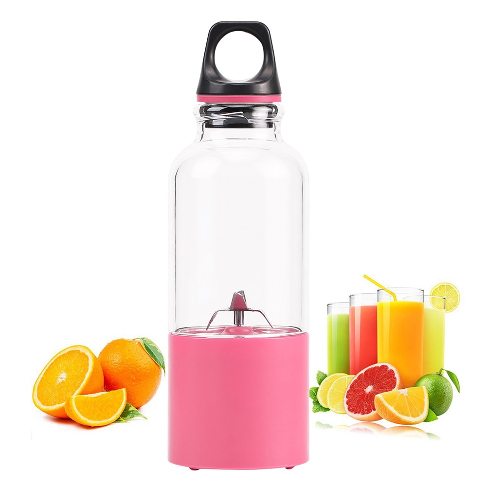 500ml bærbare juicer kop elektrisk automatisk juicemaskine frugtblender genopladelig smoothie blender maskine mixer maker: Lyserød