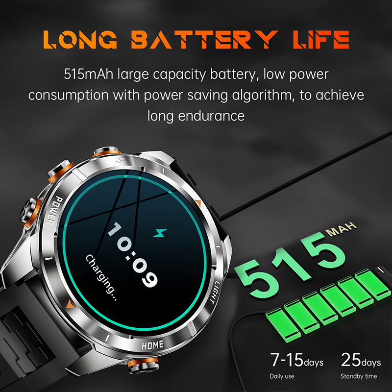 Quatro botões bluetooth chamada relógio inteligente masculino 1.43 Polegada hd sreen 100 + esportes 3atm lanterna à prova dwaterproof água smartwatch homem para huawei