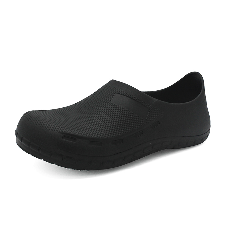 St damskor lägenheter arbetsskor halkfria kockskor amningsskor bad som andas slip on damskor köksskor: Svart / 10