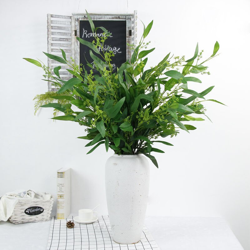 Sztuczne liście eukaliptusa kwiaty z owoców domu tabeli krajobrazu dekoracyjne fałszywe zielone rośliny oddział