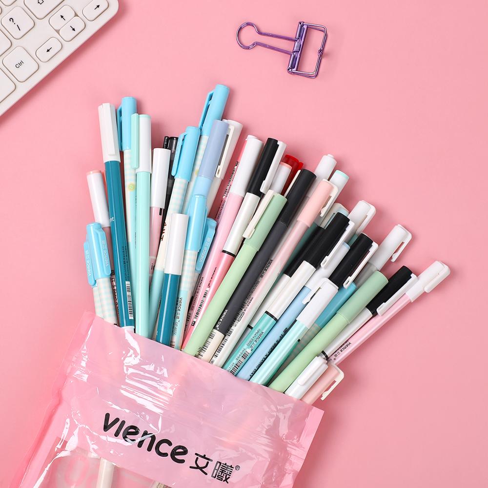 JIANWU 30 uds/50 Uds 0,38/0,5mm conjunto de bolígrafo de Gel de gran capacidad Bullet diario plumas tinta negra penCute Colegio estacionario tela suministros