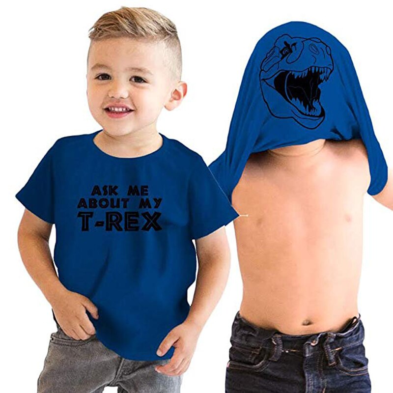 Sosocoer dinosaur maskeret børn drenge t-shirt sommer tegneserie dyr dreng t shirt toppe spørg mig om mit t-rex print børnetøj