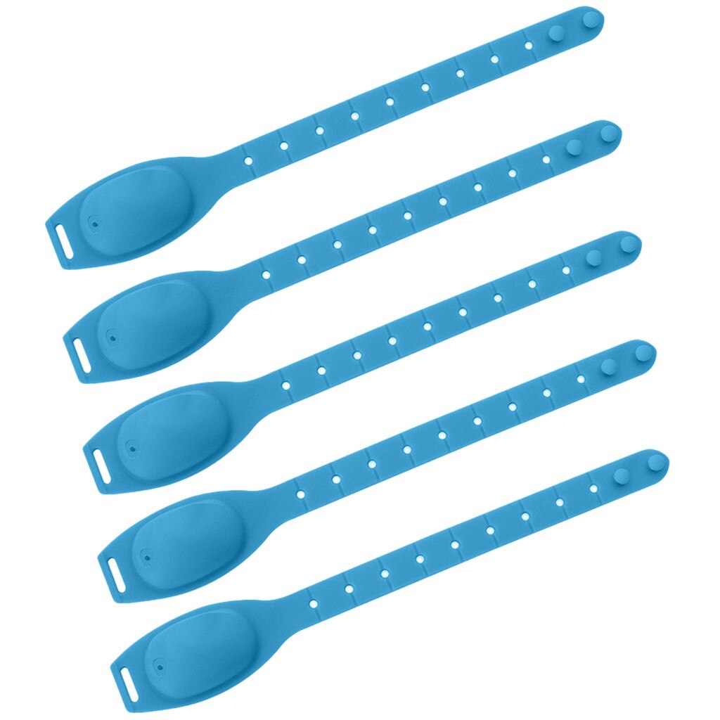 5pc voksne børn flydende armbånd hånddispenser håndvask gel med hel desinficerende håndsprit dispenser flydende håndsprit  p810: Blå