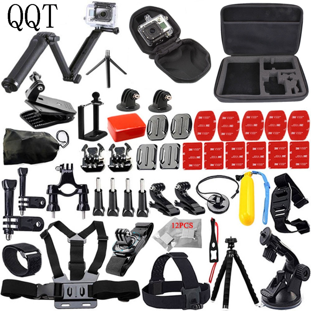 Qqt Voor Gopro Accessoires Kit 3 Manier Selfie Stick Monopod Voor Gopro Hero 7 6 5 4 3 + Voor xiaomi Voor Yi Sport Camera