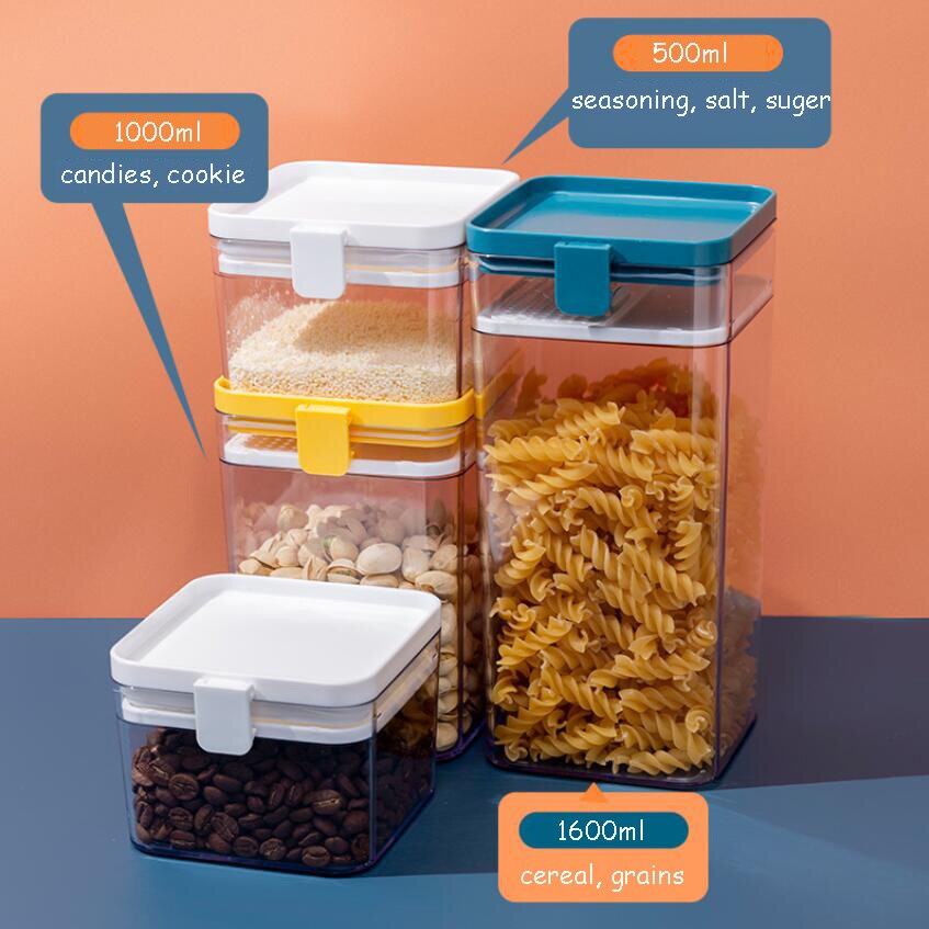 Kitchen Food Storage Sealed Container Airtight Jars with Lid for Storage Seasoning Candies Snack Cereal Pasta Tea Sealed Tank