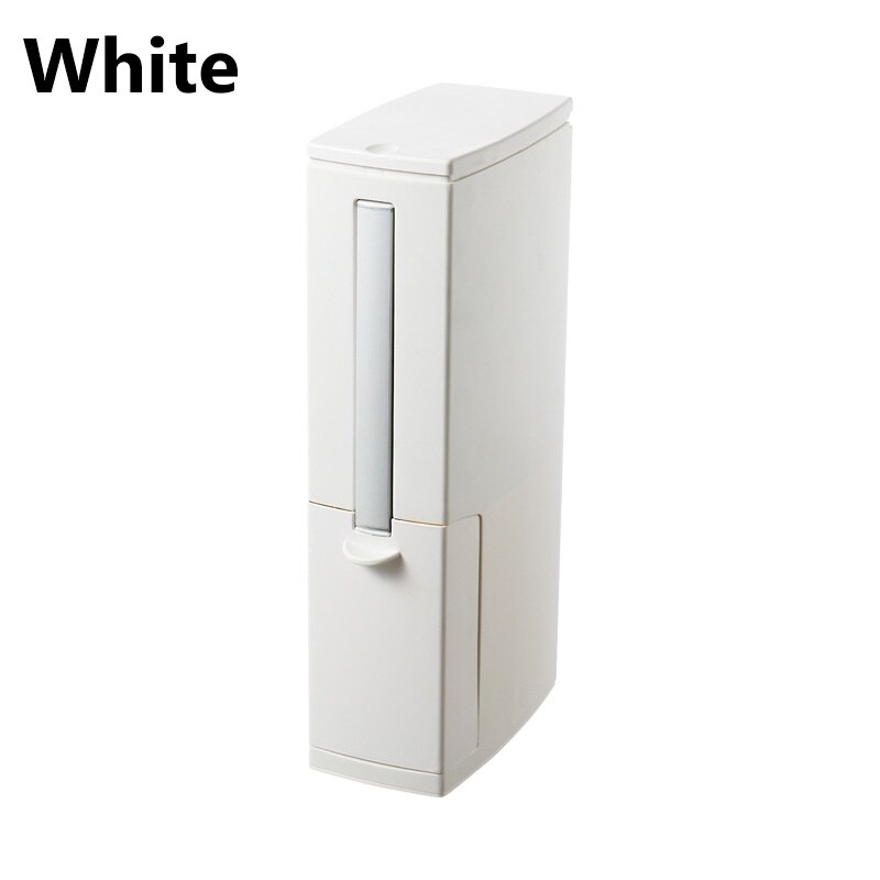 Bathroom Trash Bucket Set Waste Bin Plastic with Toilet Brush Dustbin Kitchen Trash Can Garbage Bag Household Cleaning Tools: White