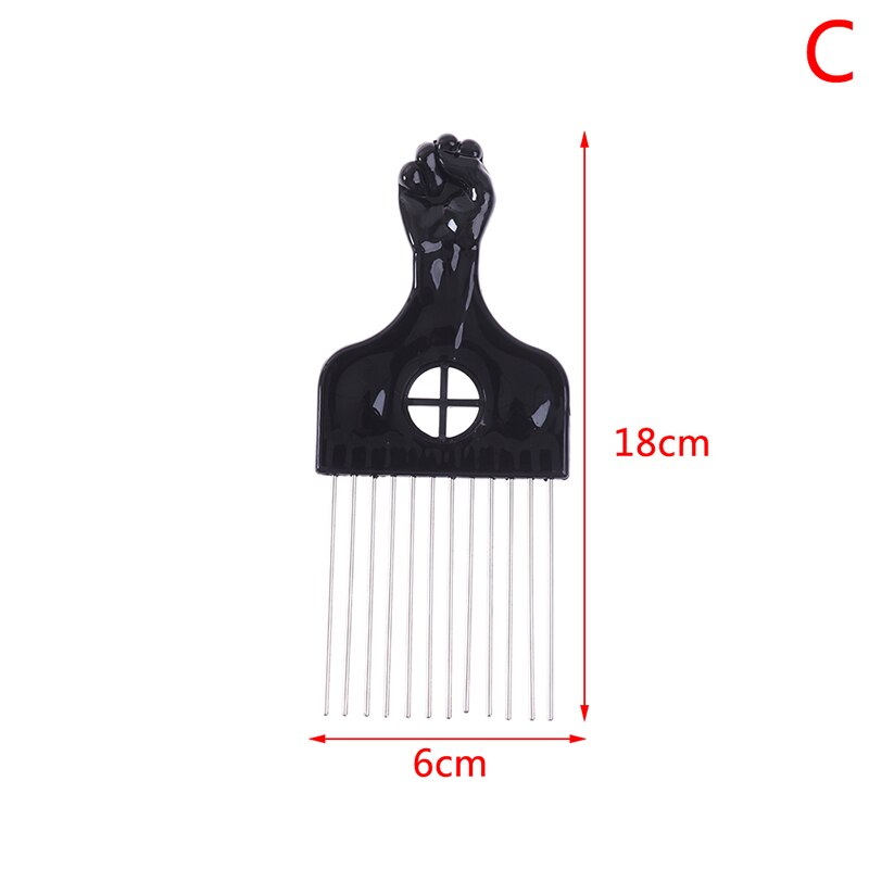 1PC Black Fist Afro Metal Comb African Hair Pik Comb Brush Salon Hairdressing Hairstyle Styling Tool Hair Accessories: C