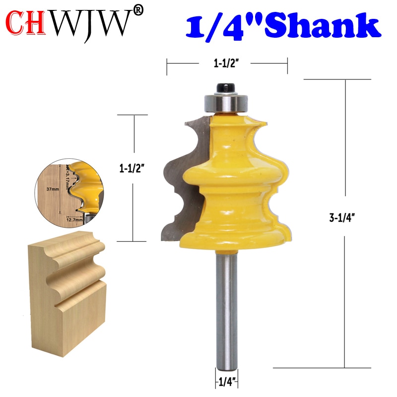 Chwjw 5pc 1/4 &quot; skafthus &amp; basis overfræser bit sæt
