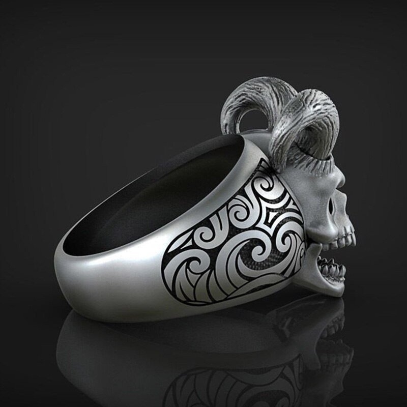 Punk Hip Hop Viking Ring Classic Retro Satan Devil Skull Ring Gothic Motorcycle Men's Ring Jewelry