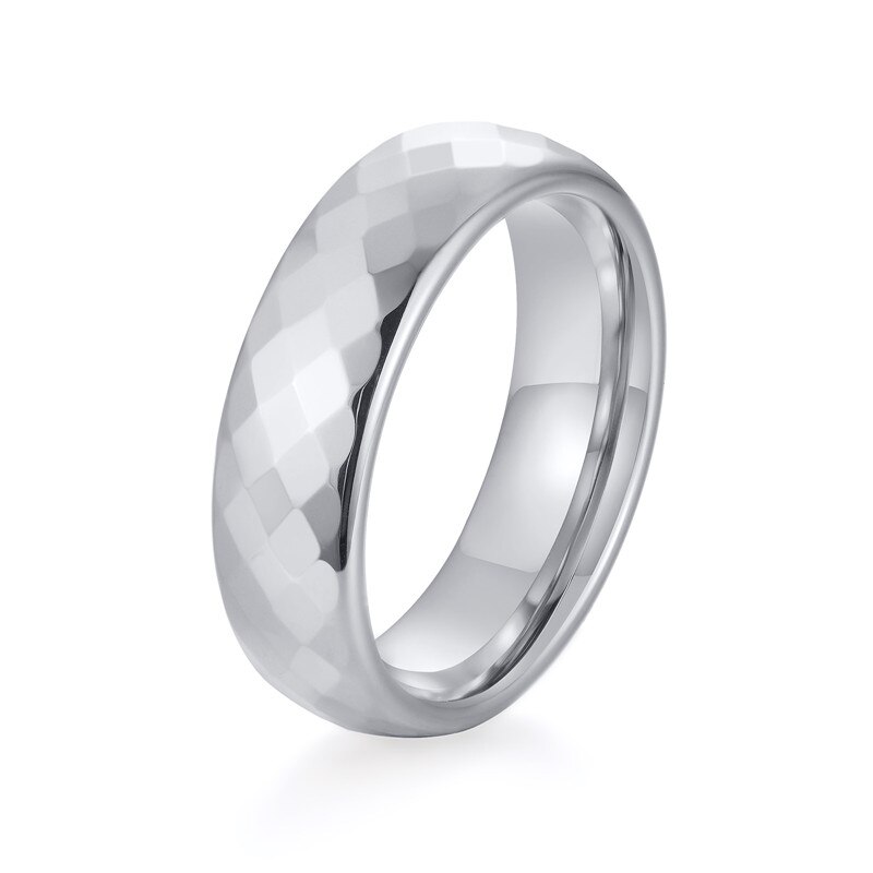 Zorcvens 4mm/6mm multi-facetado tungstênio anéis de casamento ouro/prata cor noivado banda para homens feminino conforto apto para casal: 11 / Silver 6mm