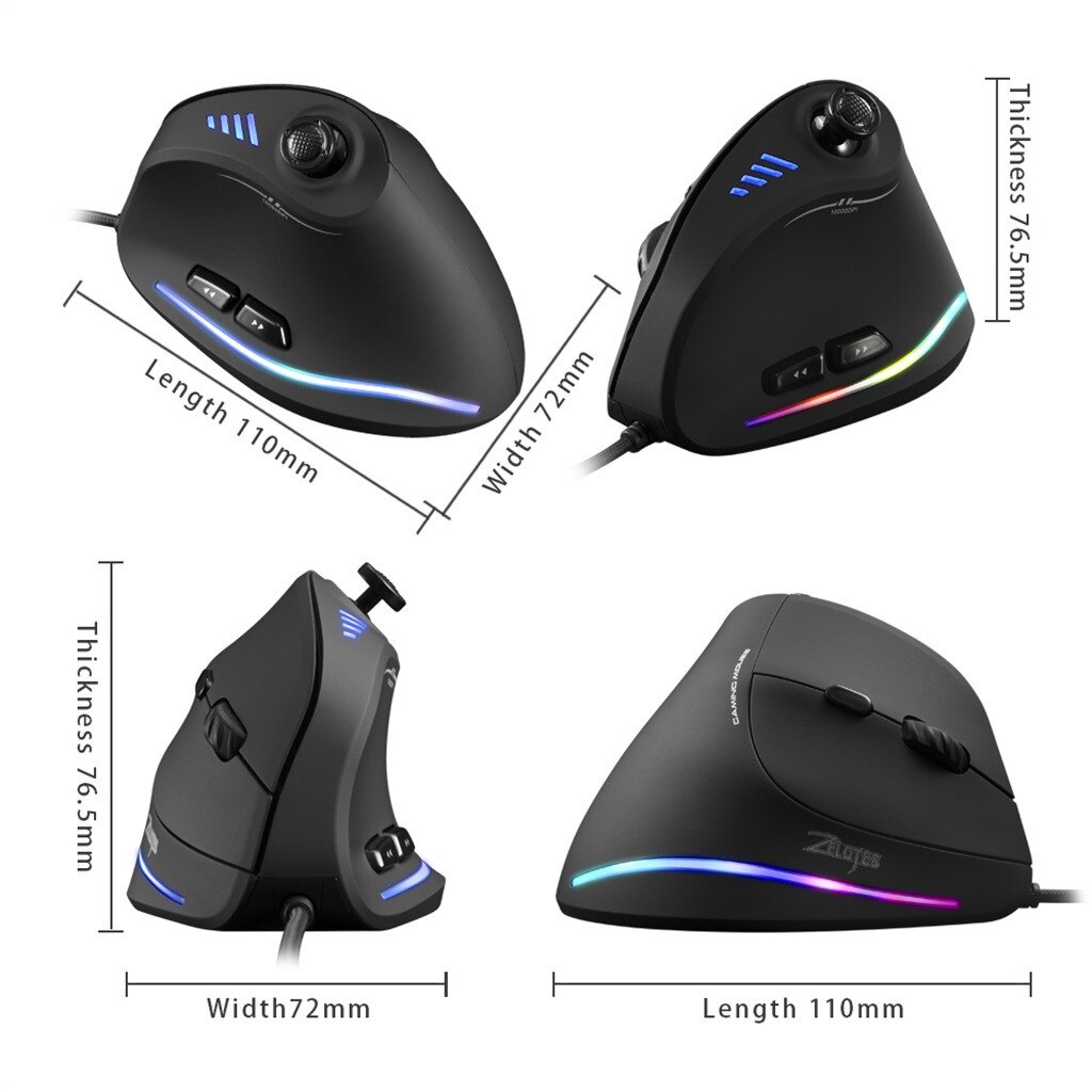 Zelotes C-18 Verticale Kabel Game Led Programmeerbare Afstandsbediening Muis Low Noise Desktop Kantoor Entertainment Laptop Stille Toetsen