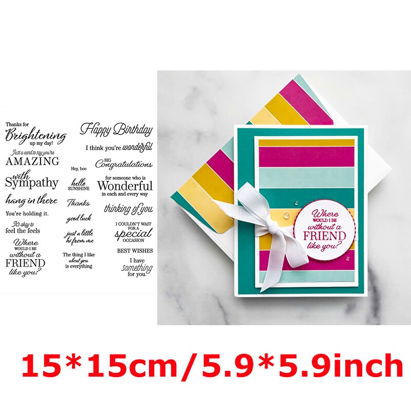 Clear Stamps Happy Birthday Thank You Wishes Artistic Words Flowers Wave Doodle Background Stamps Girl Relaxing Scene: 12