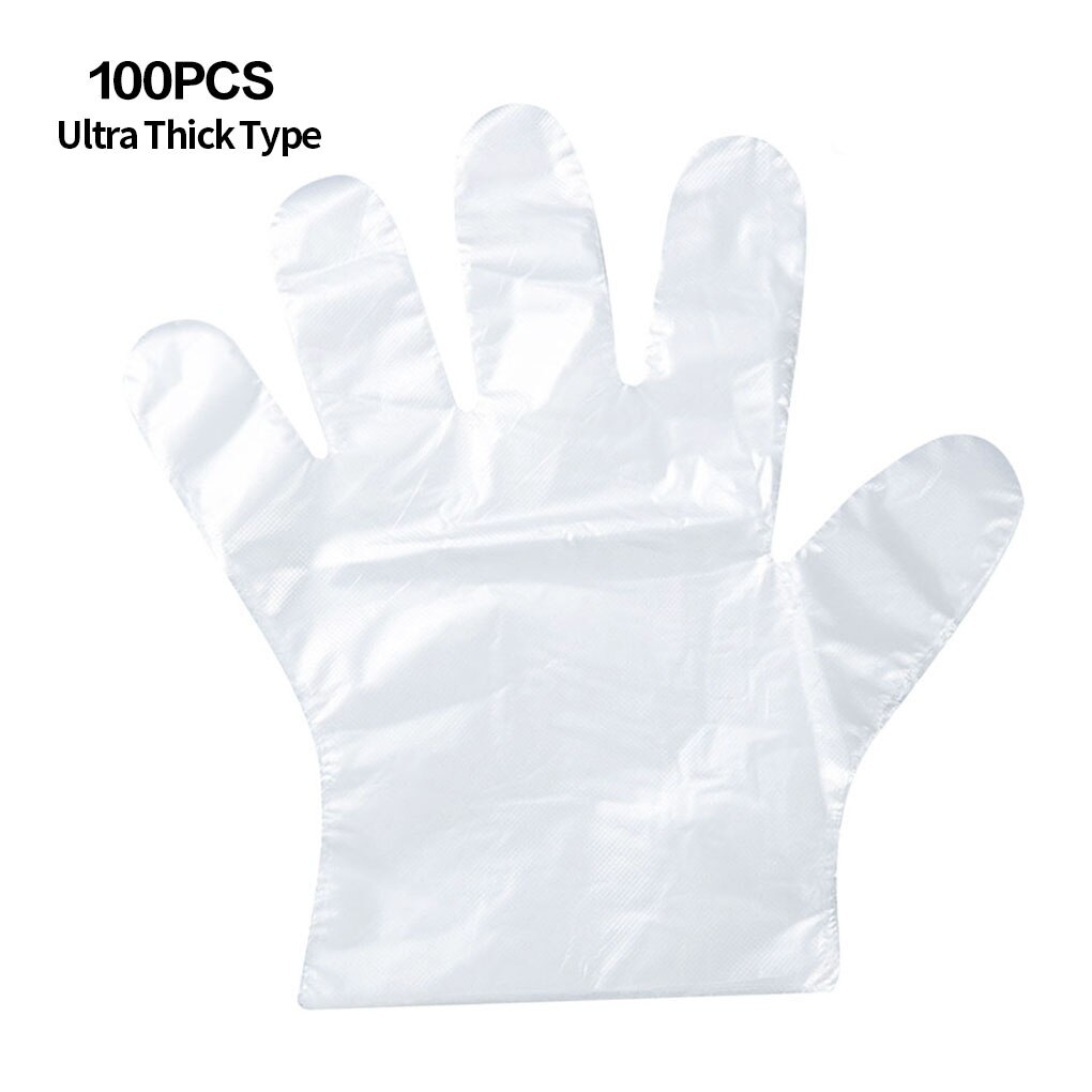 Guantes transparentes de polietileno desechables 100 Uds., guantes de plástico para belleza, peluquería, Cocina, Restaurante