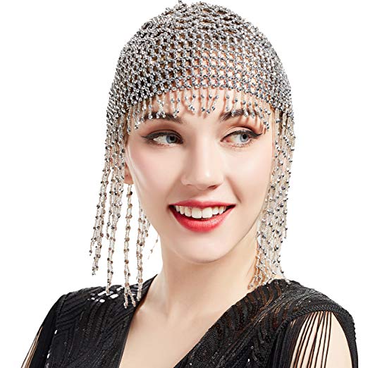 Piger kvinders eksotiske cleopatra beaded mave dans hoved cap hat hår tilbehør guld sølv