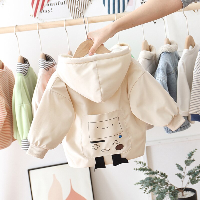 Winter baby katoenen jas kinderen plus fluwelen dikke gewatteerde capuchon: Beige / 6m