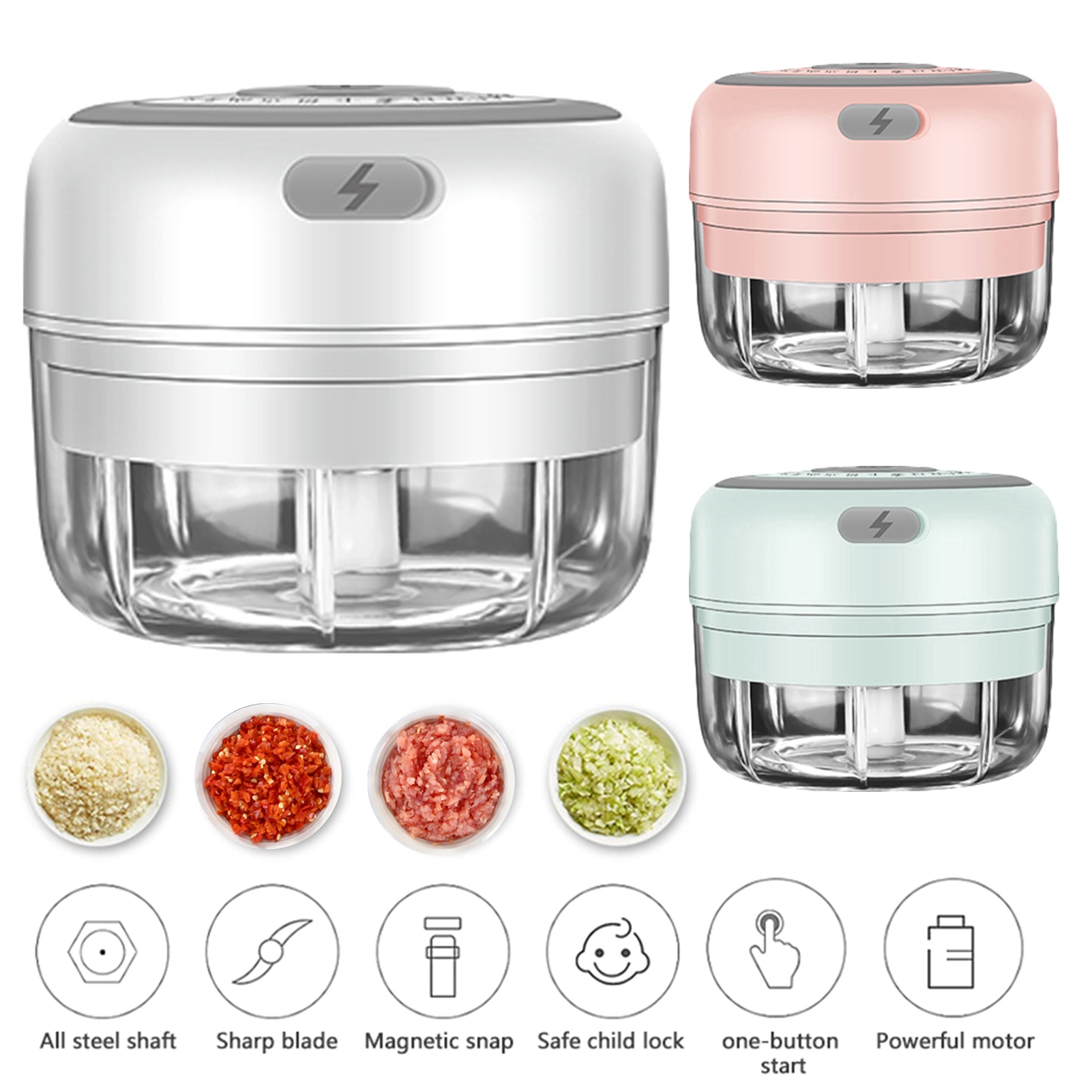 Electric Mini Garlic Chopper High Speedy Vegetable Fruit Twist Shredder Electric Meat Grinder Chopper Baby Food Maker