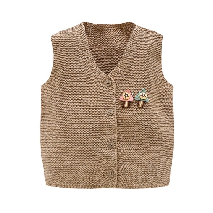 Afslappet småbørn baby drenge sweater vest bomuld blød baby sweater til drenge herre v-hals baby vest vinter forår drenge tøj: Khaki / 24m