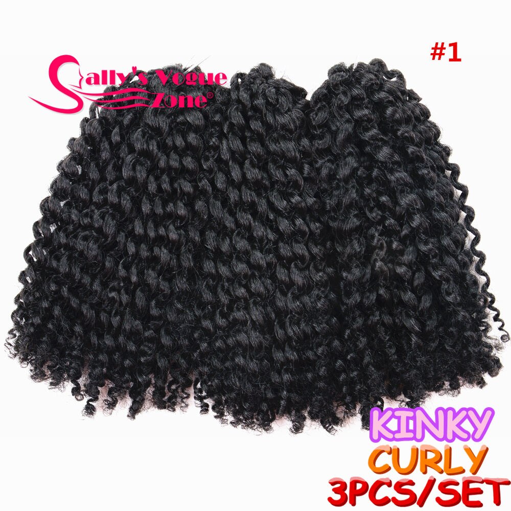 3pcs/set 8Inch Sallyhair Synthetic Marley Braids Crochet Braid Hair Ombre Black Dark Brown Jumbo Braiding Hair Extensions: #1 / 3Pcs/Lot