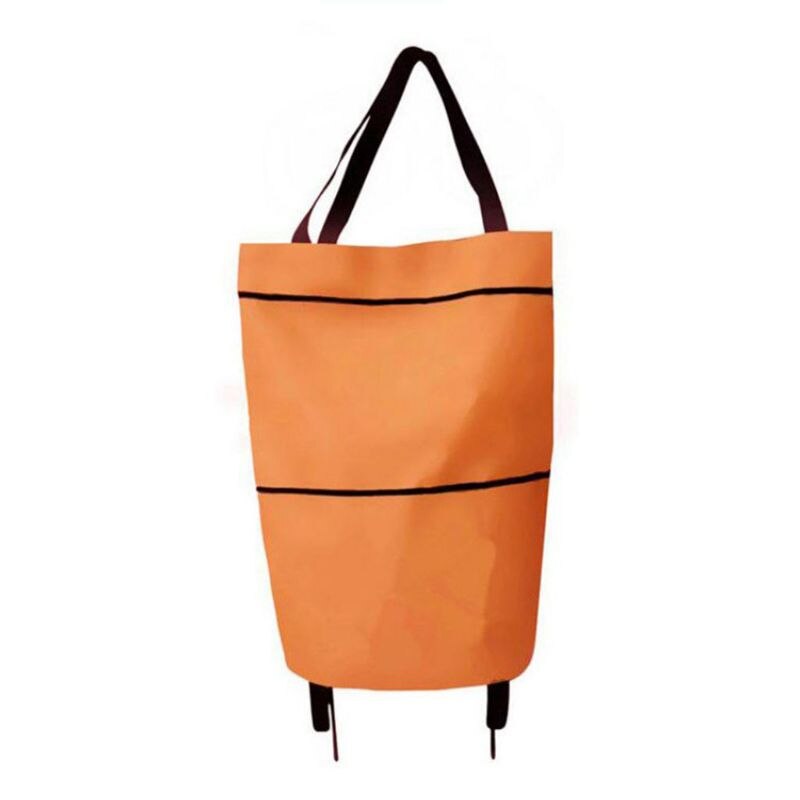 Portable Foldable Shopping Trolley Bag Cart Waterproof Oxford Tote Basket Reusable Grocery Bags Rolling Wheels Shopping: O