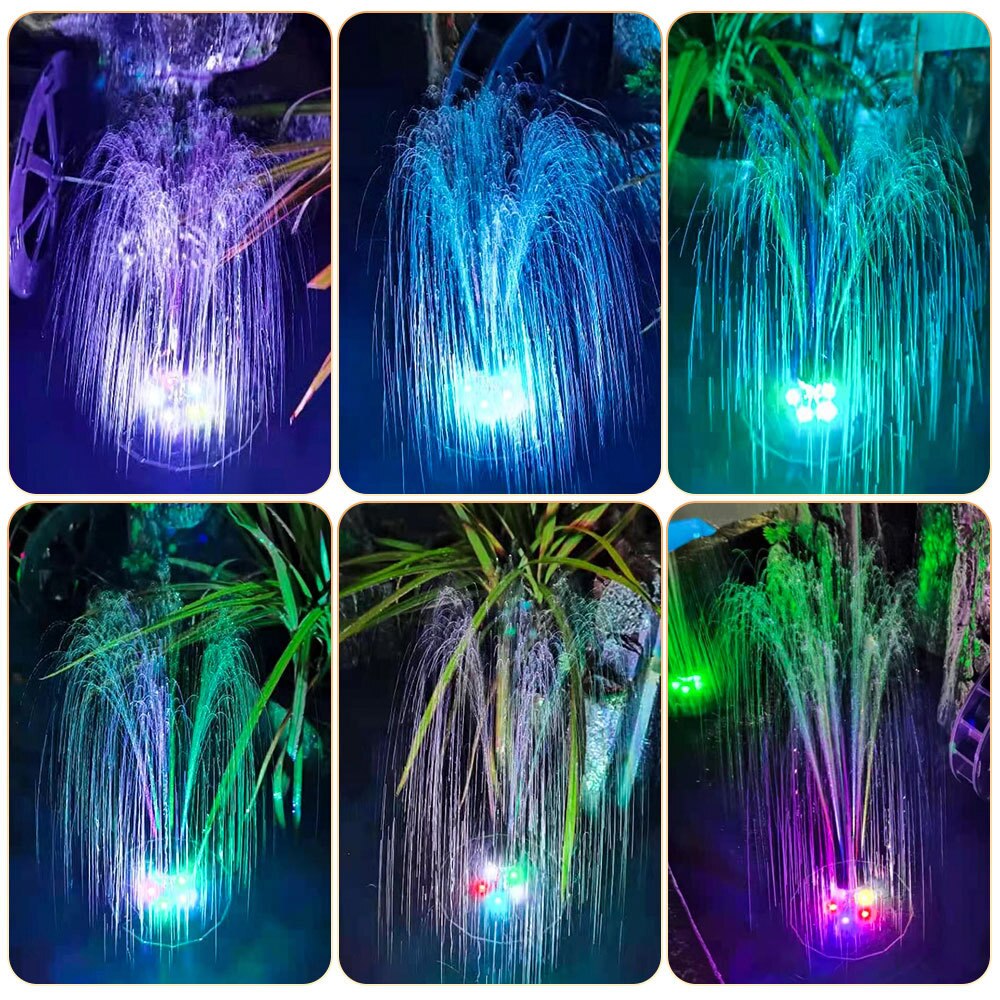 Solar Fountains 6pcs Different Sprinkler Landscape Garden Decoration Pond Water Circulation Bird Bath Photosensitive Lighting