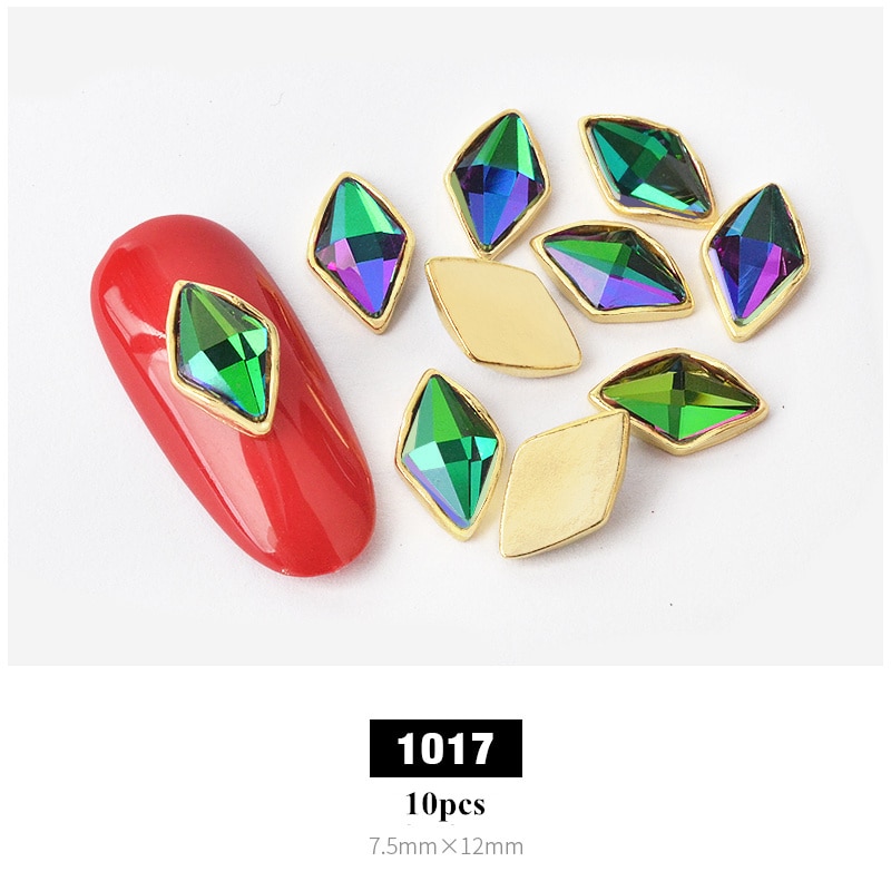 10 pièces breloque alliage Base 3D Nail Art strass décorations à dos plat brillant cristal bijoux diamants manucure accessoires: 1017