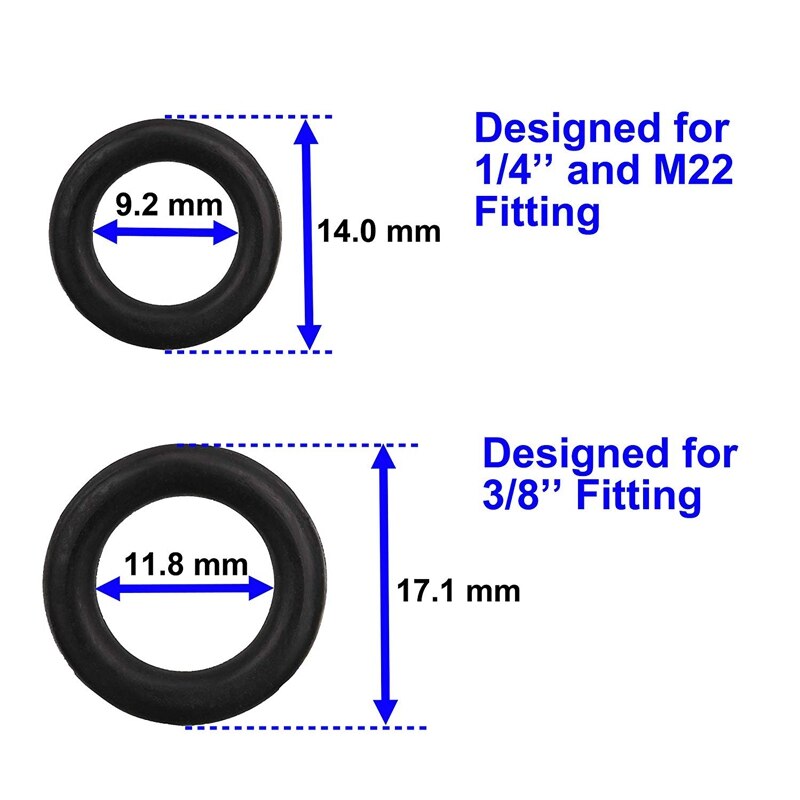 Hogedrukreiniger Rubber O-Ringen Voor 1/4 Inch,3/8 Inch,M22 Quick Connect Koppeling, 40-Pack