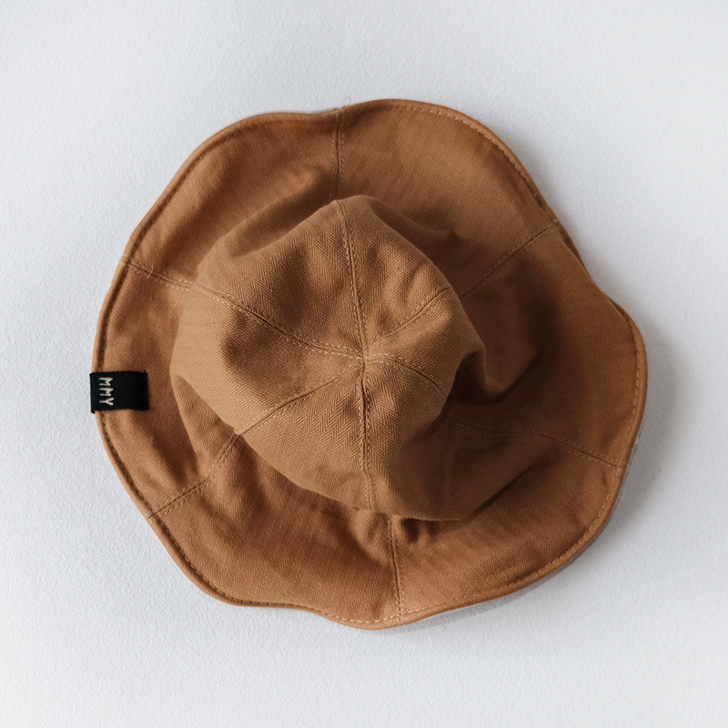 Barn pojkar tjejer sommar sol hattar enfärgade bomull baby hattar strand hatt hink hattar: Kaffe