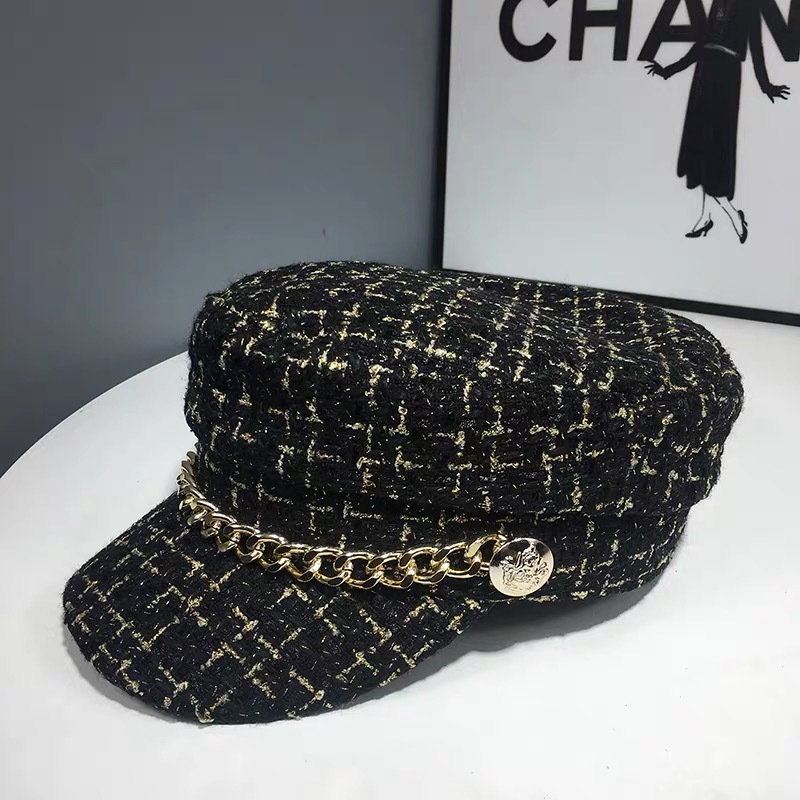 Femmes chapeau hiver accessoires boulanger garçon chapeau classique Street Wear casquette gavroche Vintage coton hiver Plaid chapeau boulanger garçon chapeau: 02