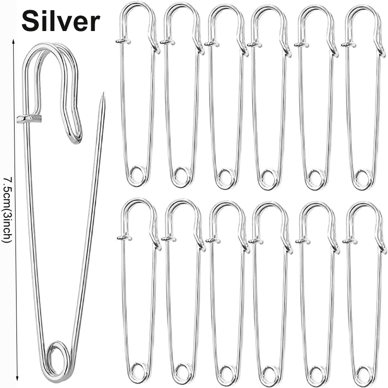 5/10/20 Pz Spille da balia 7.5 cm Grande spilla da balia Perni da balia resistenti per vestiti Coperte di tela in pelle Artigianato Gonne Forno: L / Grigio scuro