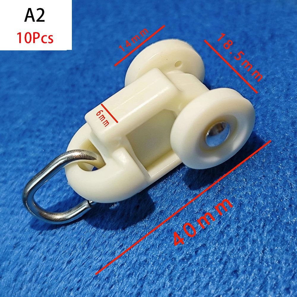 10Pcs Straight Curved Track Rollers Curtain Wheels Rail Curtains Hook Ring Slider Furniture Hardware Curtain Rod Pulley: Silver