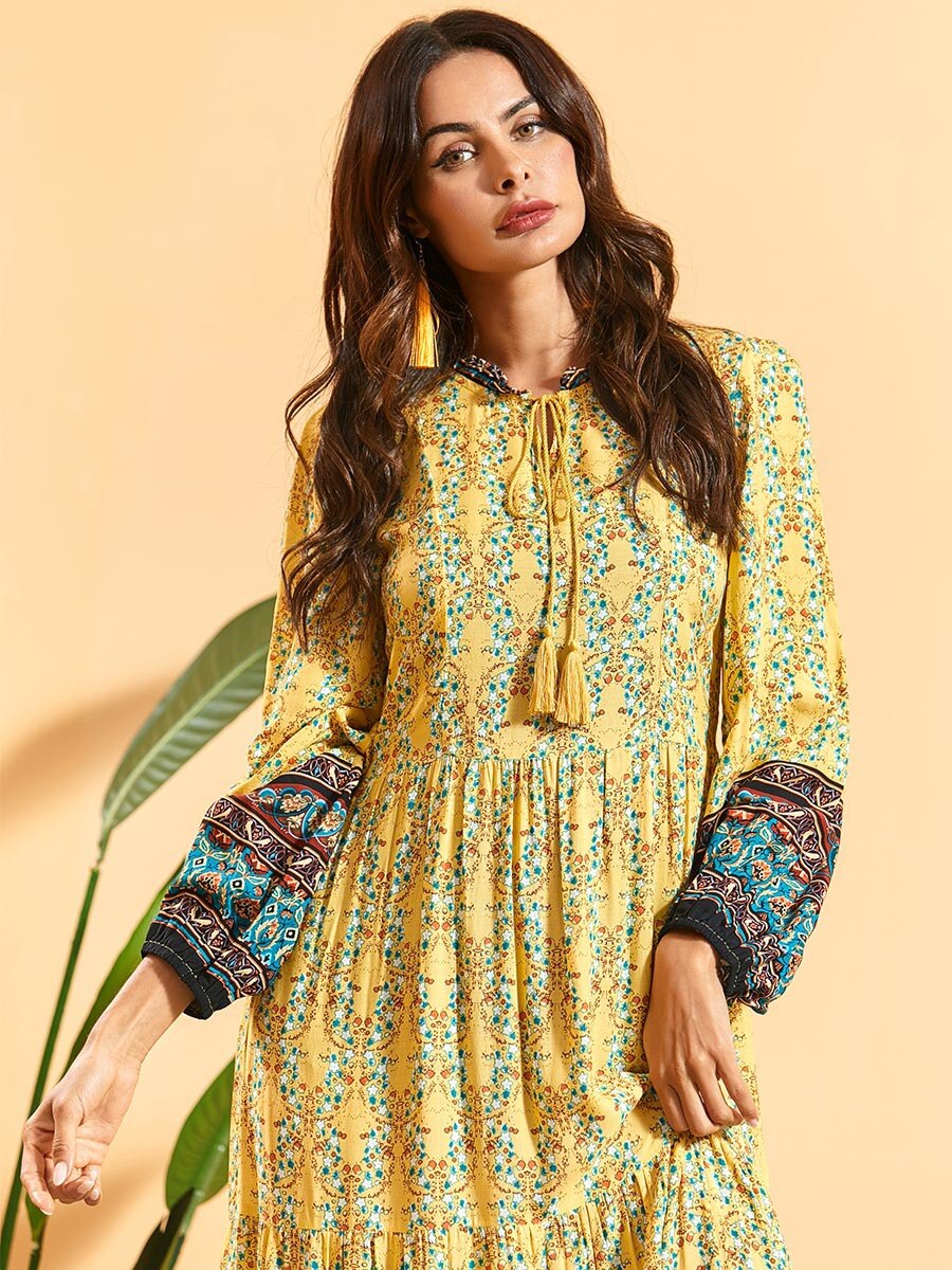 Dubai Turkey Muslim Dress Women Print Floral Big Swing Slim Maxi Hijab Dresses Islamic clothing Moroccan Elbise Abaya Kaftan