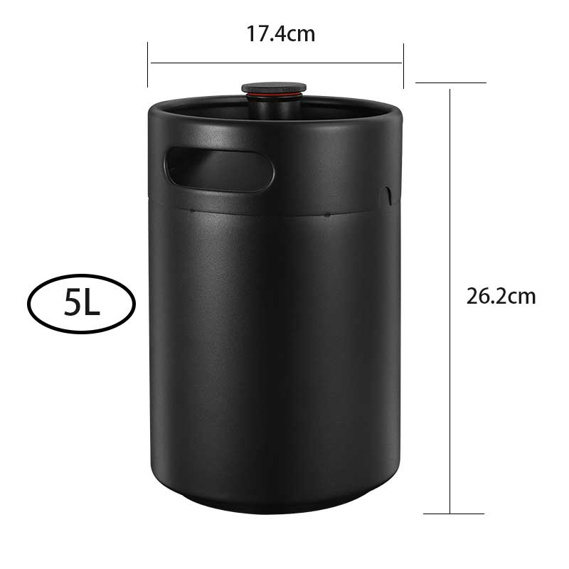Portable 5L Mini Beer Keg,Stainless Steel Growler,Craft Beverage Dispenser For Beer,Soda,Cider, Kombucha &amp;amp; Cocktails,Black Matte