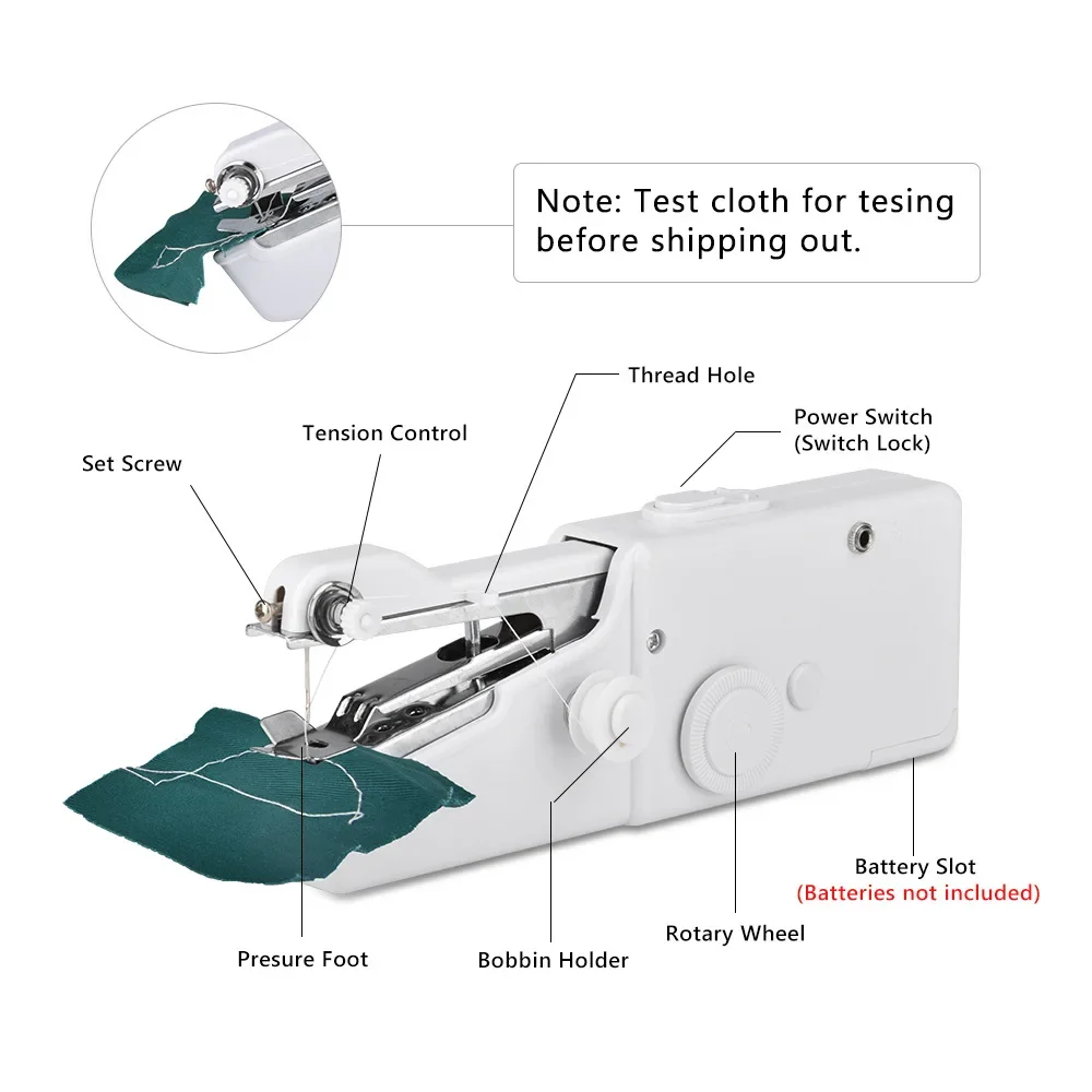 Portable Sewing Machine Mini Handheld Stitch Sew Needlework Cordless Clothes Fabrics Household Electric Sewing Machine