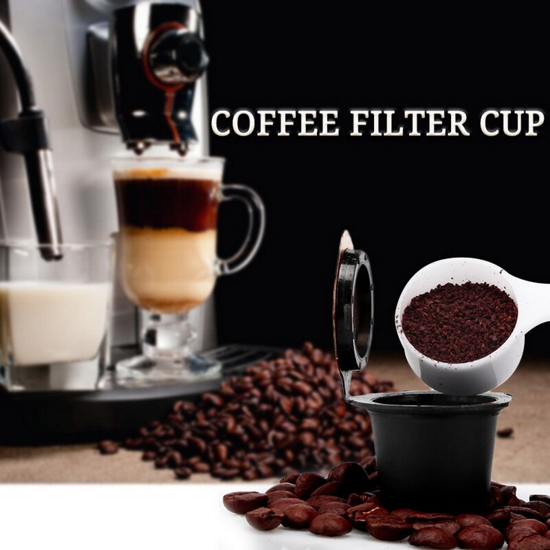 Återanvändbar kaffekapsel filterkopp för nescafe påfyllningsbara kapslar sked borste filterkorgar pod mjuk smak söt