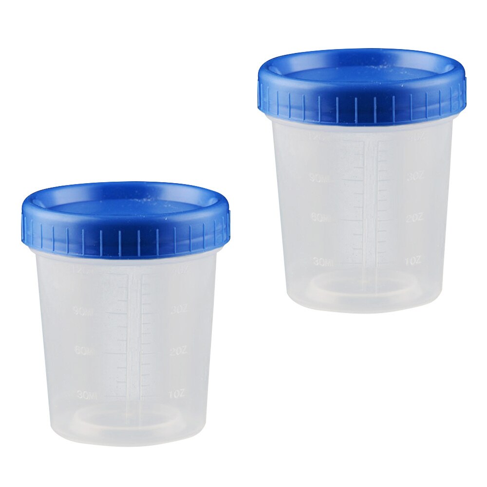 25pcs 120ml Disposable Measuring Cups with Lid Transparent Specimen Cup