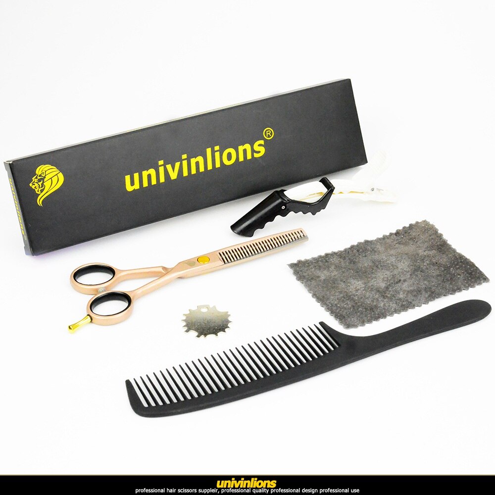 Univinlions 5.5 " rosa gyllene hår sax frisör japansk hår klippsax barberare rakkniv sax rosa: 1 tunnare sax