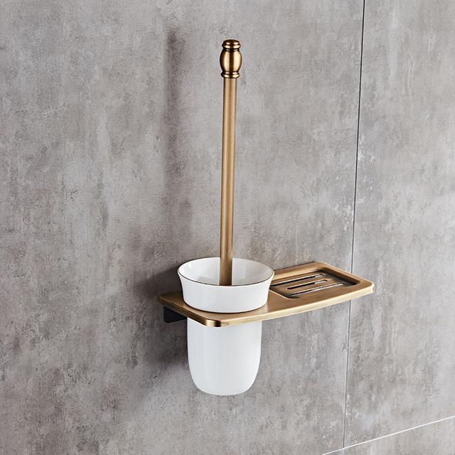 Soportes para escobillas de inodoro, accesorios de baño antiguos, negros y blancos con estantes para el baño: archaize