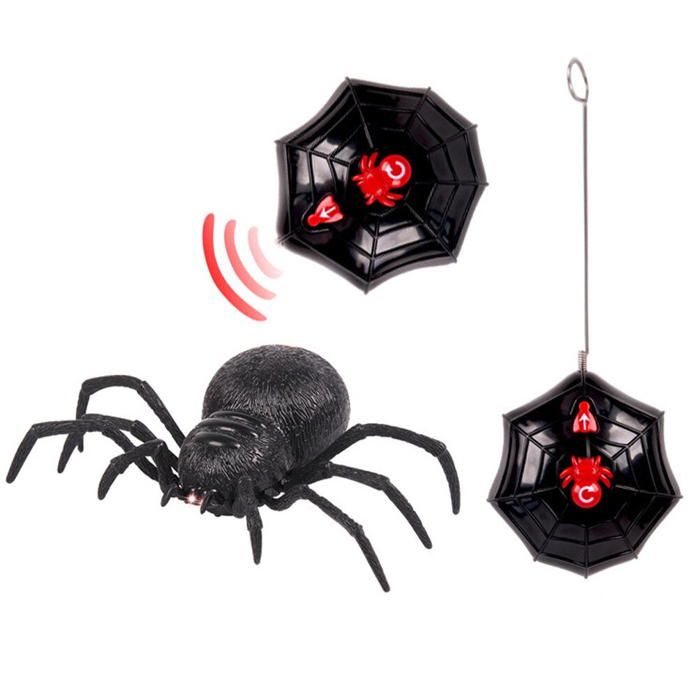 RC Animals Spider Scary Wolf Spider Robot Electronic pet Remote Control Simulation tarantula Eyes Shine smart black Spider