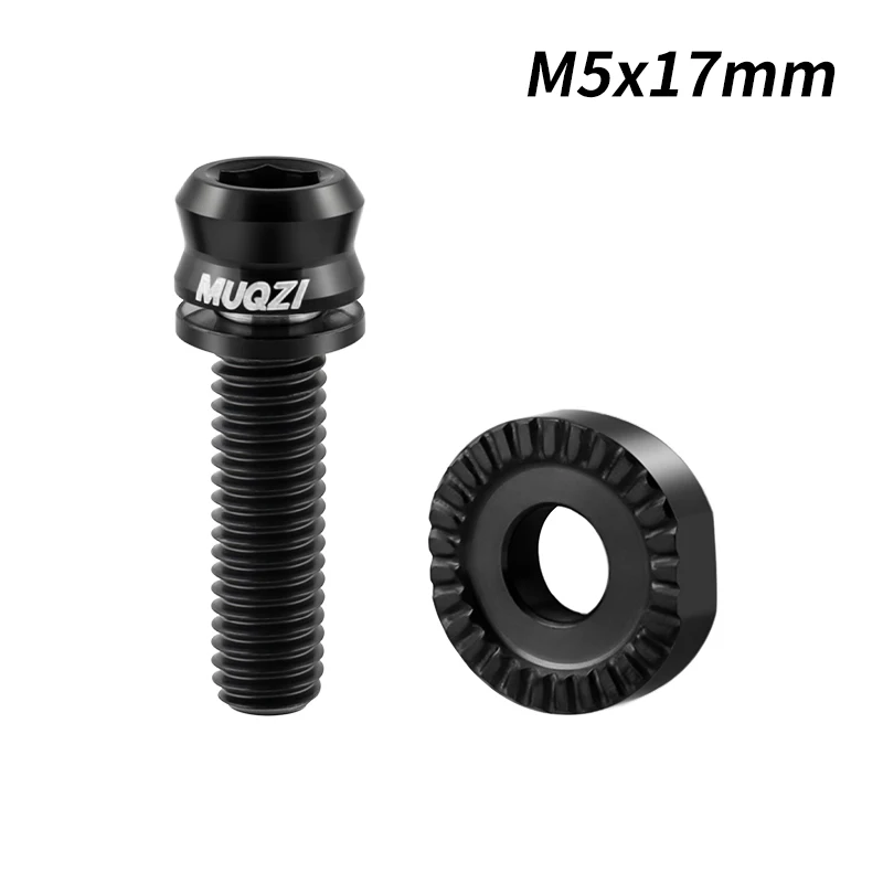 MUQZI M5 x 17 mm Schaltwerk-Titanschrauben, Rennrad-Frontschalthebelklemme, ultraleichte Schraube mit Unterlegscheibe, Fahrradschraube: Black