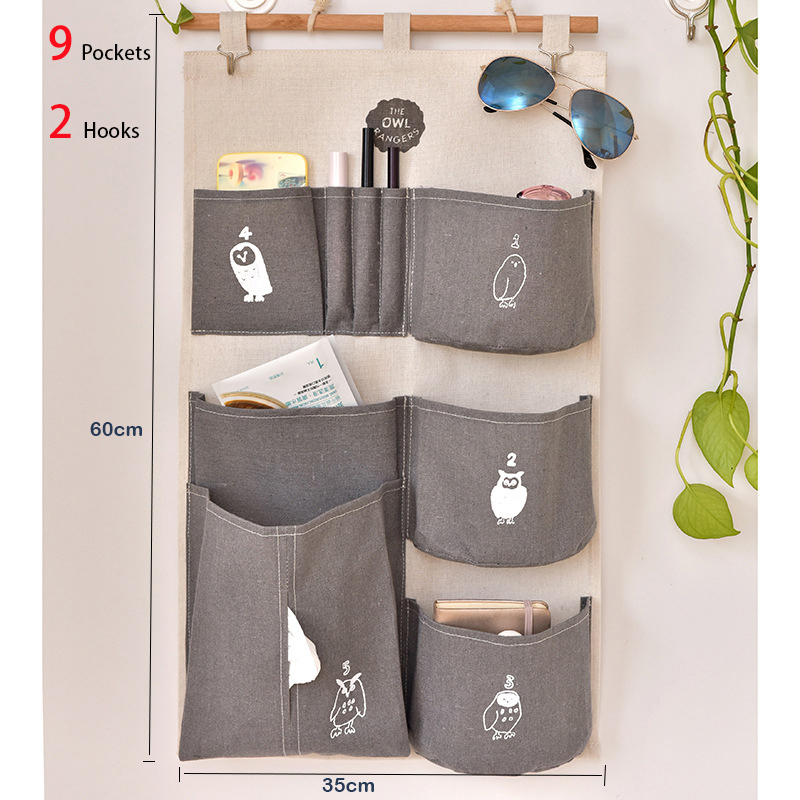9 lommer væghængende organisator taske hjem opbevaring hængende tasker til garderobe soveværelse køkken badeværelse nøgler legetøjsvæv organisering