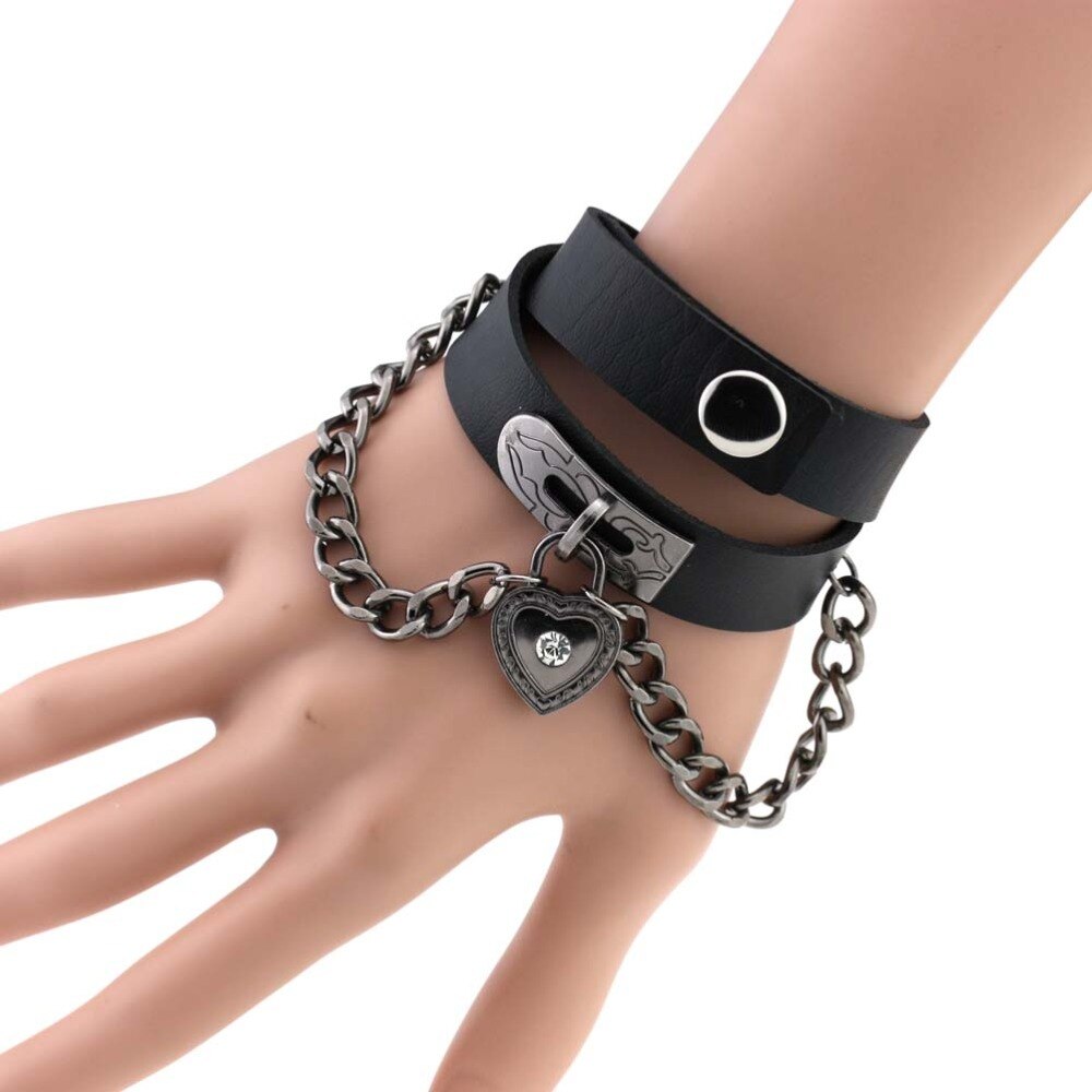 Punk Herz Anhänger Kette Spike Kragen Gothic Leder Halsband Schnalle Halskette