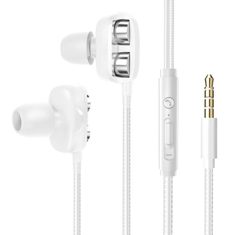 3,5mm Kopfhörer verdrahtet Headset Quad Ader Bass Dual Dynamische Kopfhörer Spiel Karaoke Kopfhörer in Ohr Mit Mic Draht Kontrolle ohrstöpsel: C