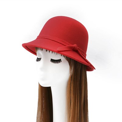 Gorro de lana con lazo para mujer, gorro de tela de lana con lazo, 6 colores, , novedad de: 1