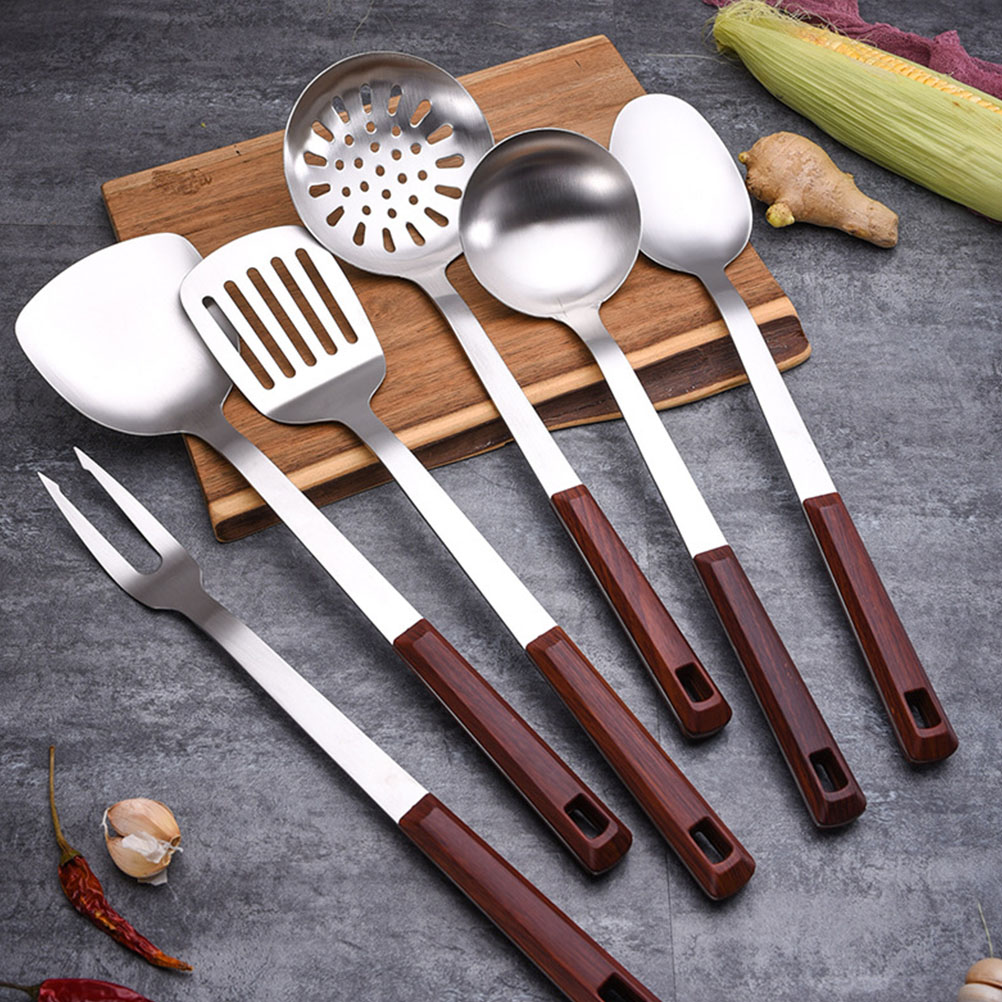 1 Set of 7 Pcs Stainless Steel Cooking Utensils Heat-resistant Kitchenware #q