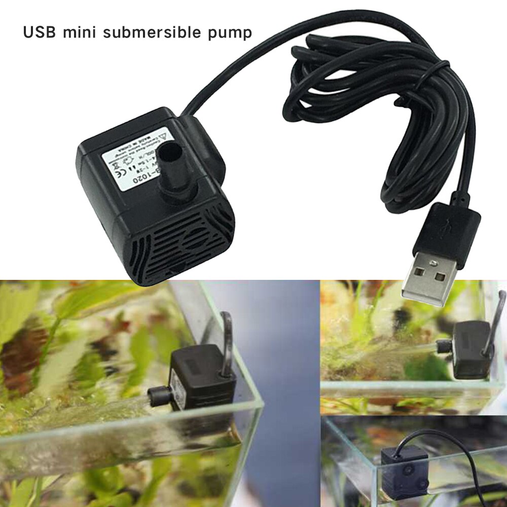 Micro Pompe à Eau USB Sans Brosse 6V 150L/H - Walfront Mini Pompe Submersible Silencieuse Pour Aquarium, Fontaine, Hydroponie