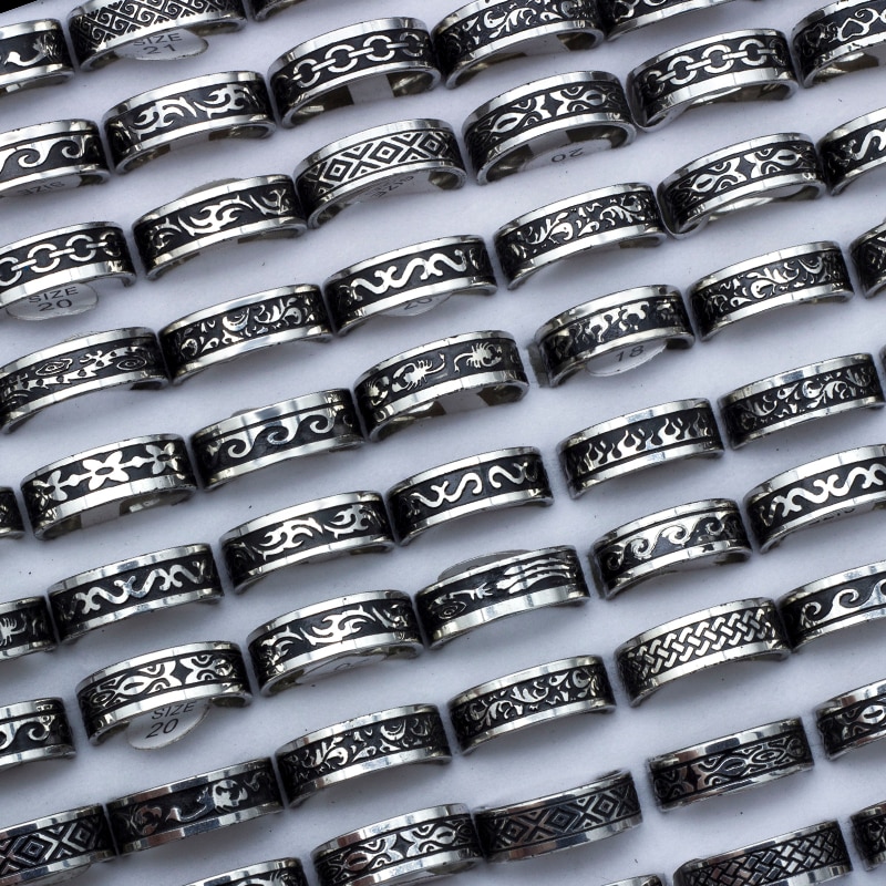 24 stuks/set gemengde roestvrijstalen ringen heren sieraden bohemian vintage grote punk ring voor feestjes