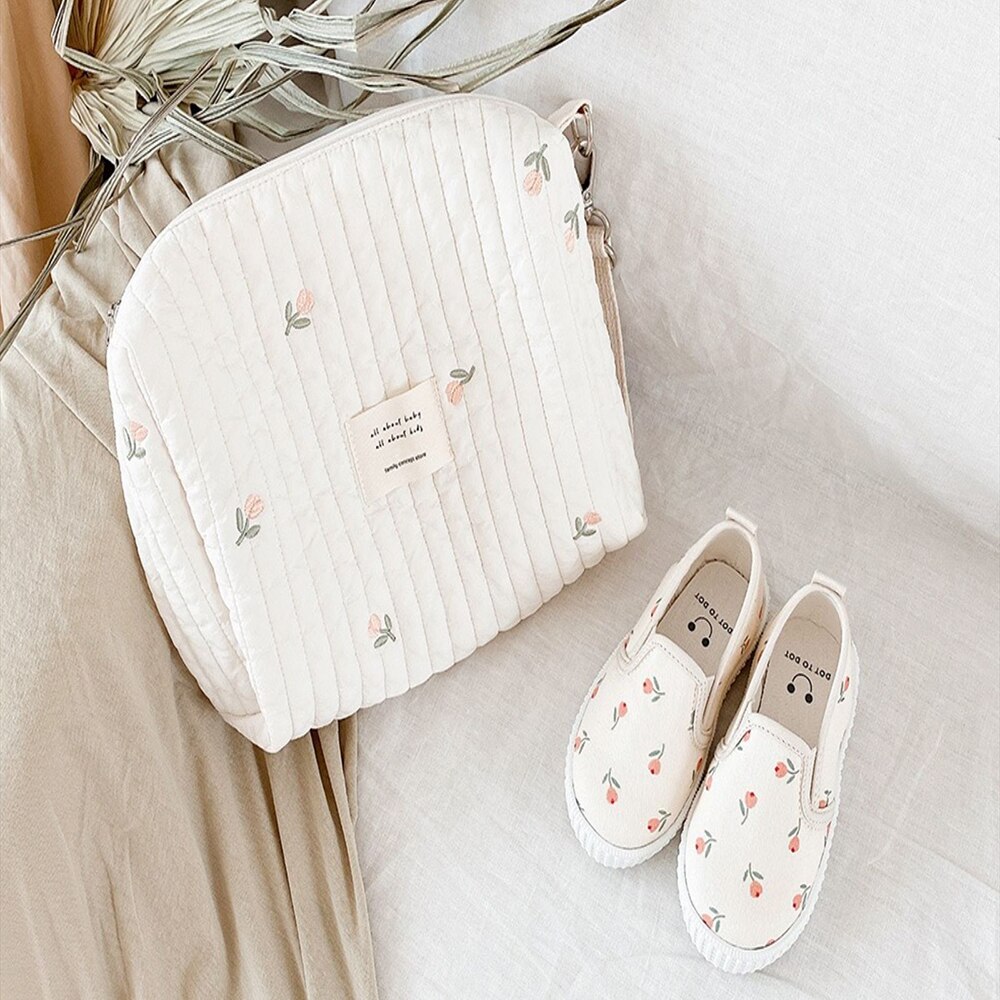 Luiertas Konijn Borduurwerk Katoen Leuke Luier Baby Opbergtas Voor Baby Spullen Uitje Draagbare Kinderwagen Mama Bag