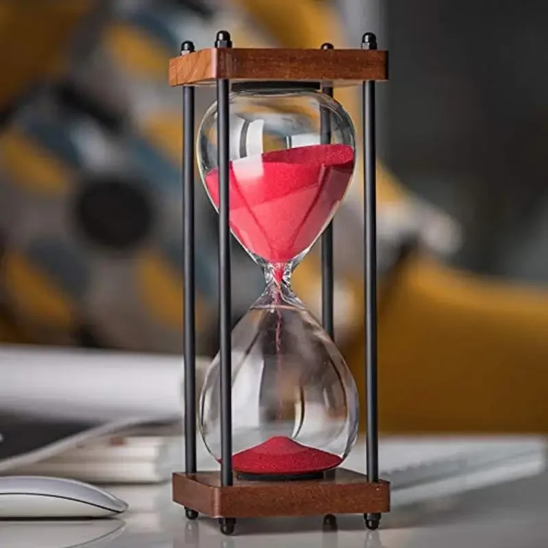Grote Zandloper Timer 60 Minuten, Metalen Zandloper Zandloper Zandglas Klok, Tijdmanagement Tools Voor Keuken Thuis Kantoor Decor: Rood