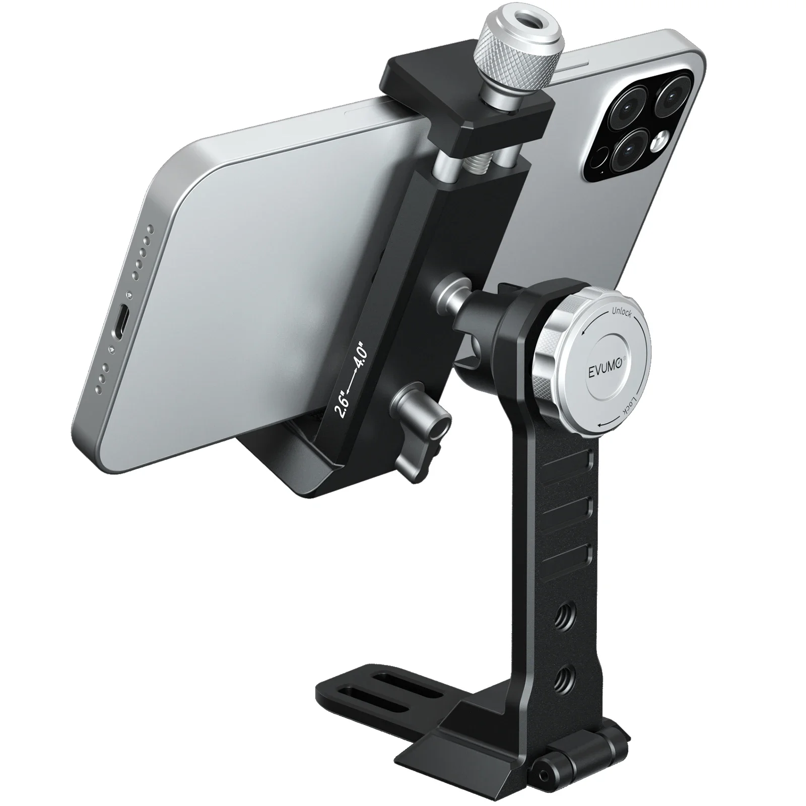 EVUMO PM6 Metalowy statyw do telefonu 360° ° Obrotowe mocowanie na zimną stopkę Arca Swiss Quick Release Plate Clamp do iPhone'a DSLR Camera Mic: Default Title